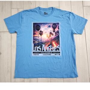 VIBES Los Angeles Men's 5XL California Culture Graphic T-Shirt Blue 100% Cotton